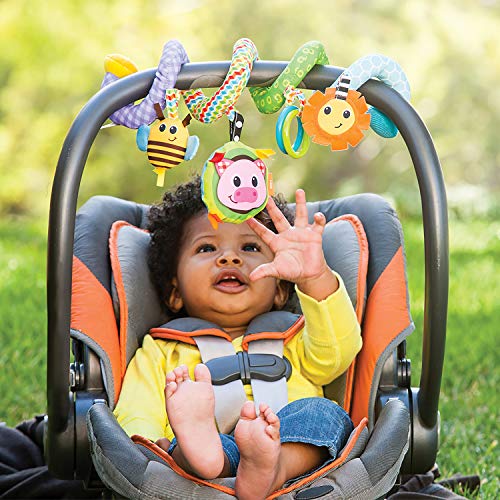 Infantino Stretch and Spiral Activity Toy - Textured Play Activity Toy for Sensory Exploration and Engagement, Ages 0 and Up, Blue Farm