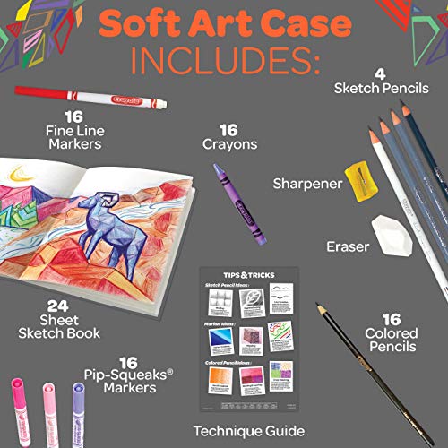 Crayola Sketch and Color (70pcs), Art Kit for Kids, Includes Coloring Kit, Art Case and Sketch Book, Gifts for Kids Ages 8+