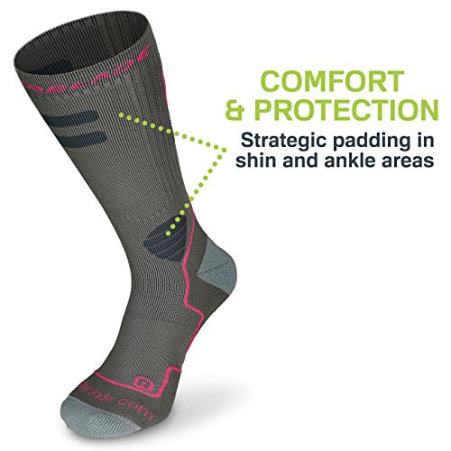 Rollerblade High Performance Women's Socks, Inline Skating, Multi Sport, Dark Grey and Pink, Medium