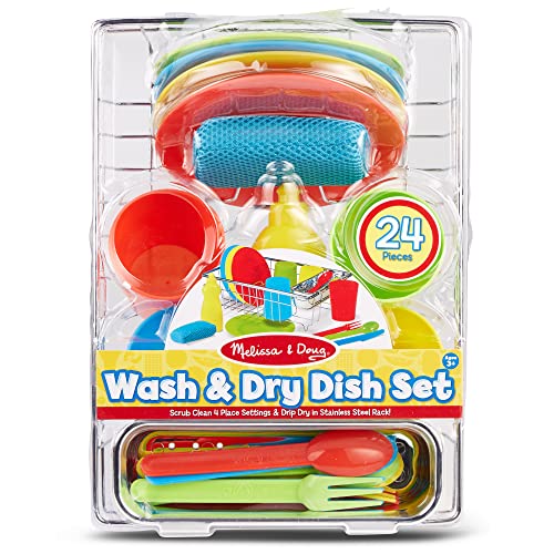 Melissa and Doug Let's Play House Wash and Dry Dish Set (24 pcs)