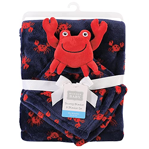 Hudson Baby Unisex Baby Plush Blanket with Security Blanket, Crab, One Size