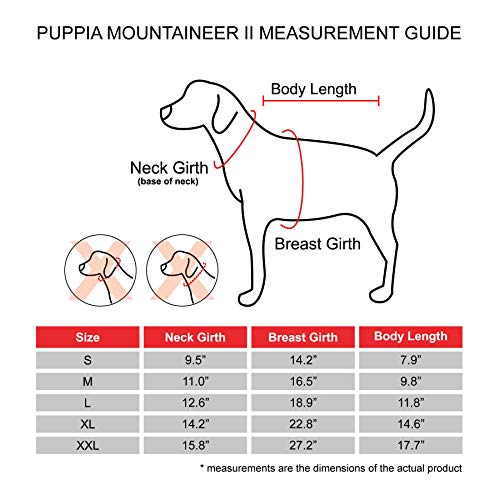 Puppia Mountaineer Winter Dog Coat with Integrated Harness No Pull Cold Weather Waterproof Warm Fleece Back Zipper for Small and Medium Dog, Grey, Medium