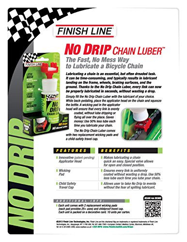 Finish Line No Drip Chain Luber Kit with 4-Ounce DRY Lube and Applicator, 2-Ounce