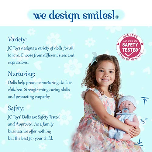 Anatomically Correct Real Boy Baby Doll | 15' All-Vinyl Baby Doll | JC Toys - La Newborn | Made in Spain | Comes With Blue Knit Outfit and Accessories | Designed by Berenguer | Ages 2+