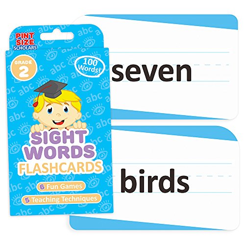Pint-Size Scholars 100 Vocabulary Flash Cards for Sight Words - 6 Learning Games per Deck for Preschool and Elementary Early Learning - 2nd Grade