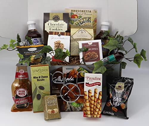 Gift Basket Village The Grill-Master, Deluxe - Grilling Gift Box for Men with BBQ Sauce, Nuts and More, 7 Pound (Pack of 1)