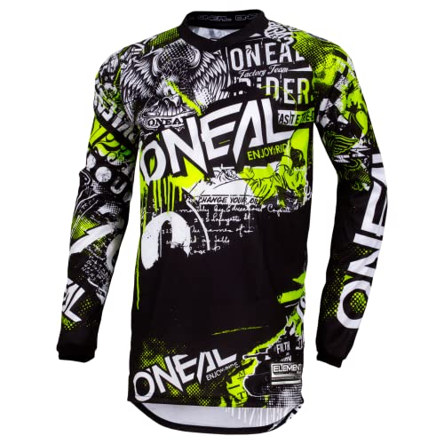 O'Neal mens V-neck Element Attack Jersey, Black/Hi-viz, X-Large US