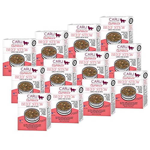 Caru Real Beef Stew for Dogs, Natural Adult Wet Dog Food with Added Vitamins and Minerals, Free From Grain, Wheat and Gluten (Pack of 12)