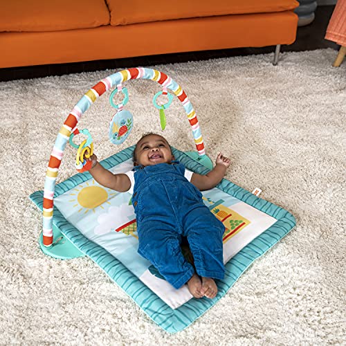 Bright Starts Tiki Bar Baby Activity Gym and Tummy Time Mat with Bar and 3 , Newborn to 3 Years