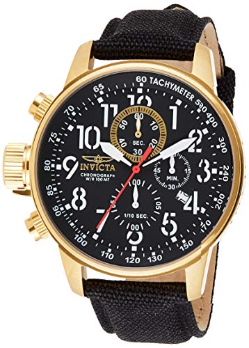 Invicta Men's 1515 I 'Force Collection' 18k Gold Ion-Plated Stainless Steel and Black Cloth Watch