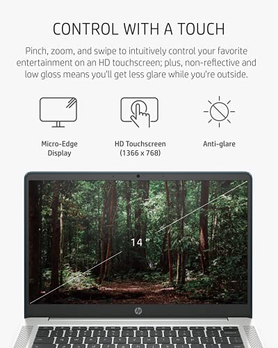 HP Chromebook 14a Laptop, AMD 3015Ce Processor, 4 GB RAM, 32 GB eMMC Storage, 14-inch HD Touchscreen, Google Chrome OS, Anti-glare Screen, Long-Battery Life (14a-nd0060nr, 2021, Forest Teal)