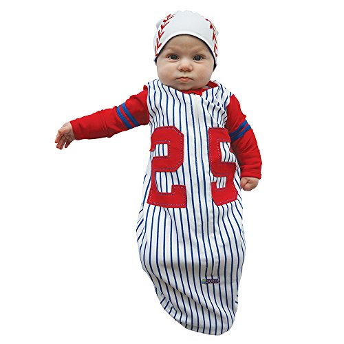 Sozo baby boys Sozo Baseball Bunting Cap Set infant and toddler nightgowns, Blue/White/Red, 0-6 Months US
