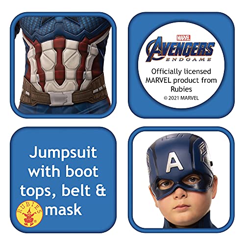 Rubie's Child's Marvel Avengers: Endgame Deluxe Captain America Costume and Mask, Small