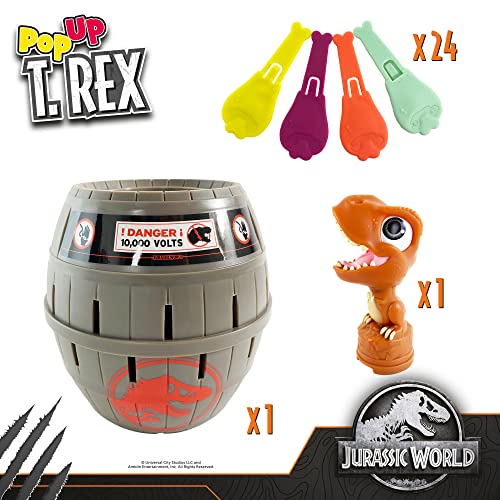 TOMY Games, Jurassic World Pop Up T-Rex, Dinosaur Game for Kids, Family Game for Ages 4+