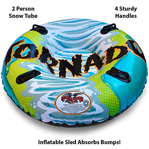 Flexible Flyer Tornado 2-Person Water and Snow Tube. Round Inflatable Pool Float and Double Sled, 50 inches (I50)