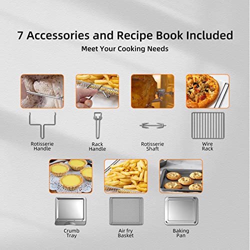 leiko Air Fryer Toaster Oven Combo, 16 QT capacity and Convention Countertop, with microwaveandair fryer androastandbakeandthaw andreheat 24-1 function, Stainless Steel, Silver, 1700W.