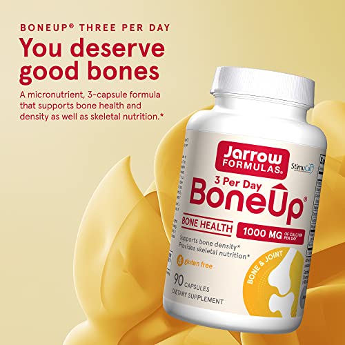 Jarrow Formulas BoneUp Three Per Day - Micronutrient Formula for Bone Health- Includes Natural Sources of Vitamin D3, Vitamin K2 (as MK-7) and Calcium - 90 Capsules - 30 Servings (Packaging May Vary)
