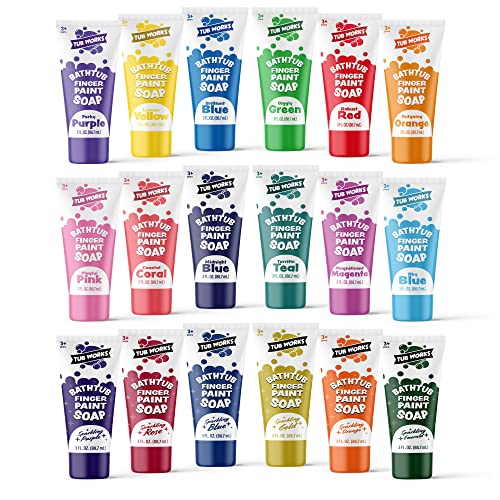 Tub Works Bathtub Finger Paint Soap, 18 Pack | Non-Toxic, Washable Bath Paint for Toddlers and Kids | Ideal Toddler Bath Toys for Creative Play | Easy-to-Clean Bath Colors for Kids Bath
