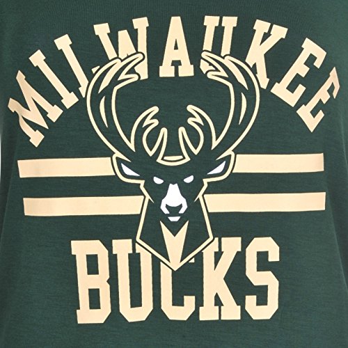 Ultra Game -NBA Milwaukee Bucks Womens Box Out Varsity Stripe Tee Shirt, Team Color, Small