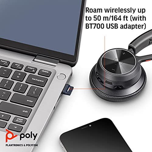 Poly - Voyager 4310 UC Wireless Headset + Charge Stand (Plantronics) - Single-Ear Headset w/ Mic - Connect to PC/Mac via USB-A Bluetooth Adapter, Cell Phone via Bluetooth -Works with Teams, Zoom andMore