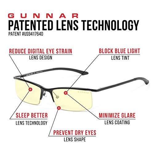 GUNNAR - Premium Gaming and Computer Glasses - Blocks 65% Blue Light - Emissary, Onyx, Amber Tint