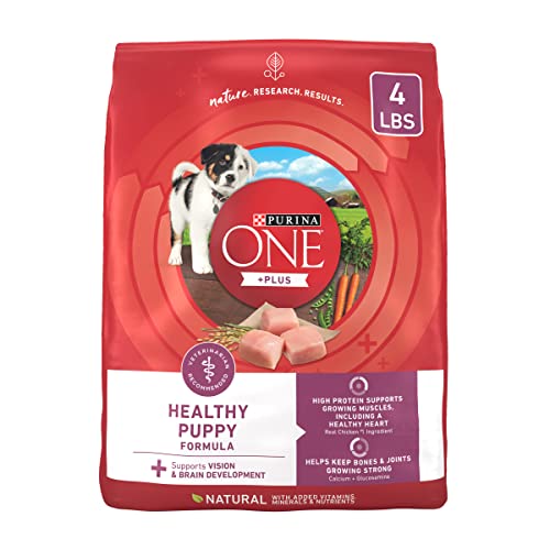 Purina ONE Plus Healthy Puppy Formula High Protein Natural Dry Puppy Food with added vitamins, minerals and nutrients - (4) 4 lb. Bags