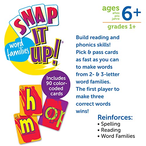 Learning Resources Snap It Up! Phonics and Reading Card Game, Homeschool,Reading Game, 90 Cards Included, Ages 6+