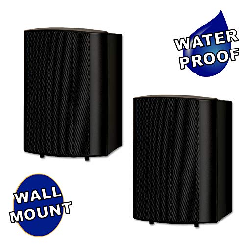 Theater Solutions TS425ODB Indoor or Outdoor Speakers Weatherproof Mountable Black Pair,4.25-Inch