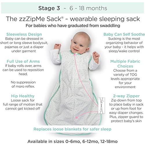 Amazing Baby Cotton Sleeping Sack, Wearable Blanket with 2-way Zipper, Sterling Confetti, Medium (6-12 mo)