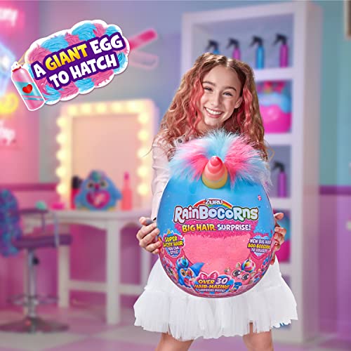 Rainbocorns Big Hair Surprise (Unicorn) by ZURU Cuddle Plush Stuffed Animal, 30+ Surprises, Collectible Baby Booboocorns, Hair Accessories, Charm Bracelets, Stickers, Ages 3+ (Unicorn)