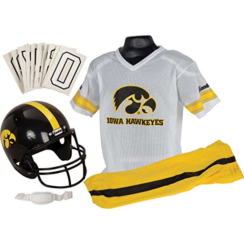 Franklin Sports NCAA Iowa Hawkeyes Kids College Football Uniform Set - Youth Uniform Set - Includes Jersey, Helmet, Pants - Youth Small