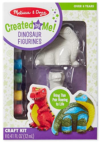 Melissa and Doug Created by Me! Dinosaur Figurines Craft Kit (2 Resin Dinosaurs, 6 Paints, Paintbrush)