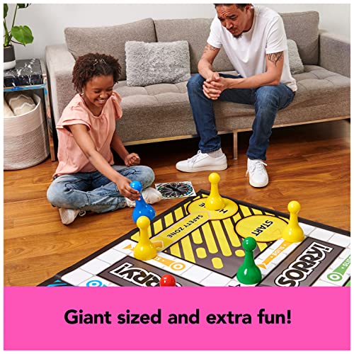 Giant Sorry! Classic Family Board Game Indoor Outdoor Retro Party Activity Summer Toy with Oversized Gameboard, for Adults and Kids Ages 6 and up