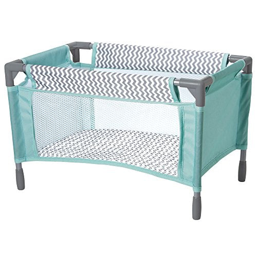 Adora Baby Doll Crib Gender Neutral Zig Zag Designed Playpen Bed Toy with Carry Bag for Baby Dolls up to 16 Inches 218603