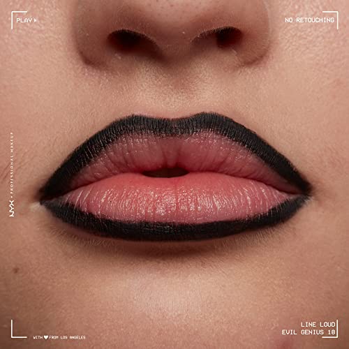 NYX PROFESSIONAL MAKEUP Line Loud Lip Liner, Longwear and Pigmented Lip Pencil with Jojoba Oil and Vitamin E - Evil Genius (Black)