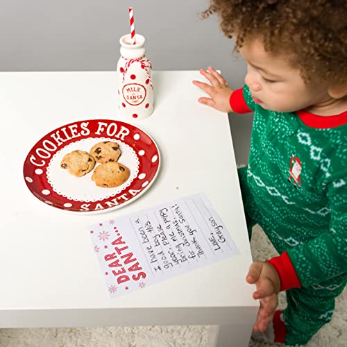 Pearhead Christmas Cookies for Santa Plate, Milk Jug and Dear Notepad Set, Holiday Gift Collection