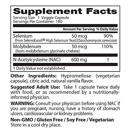 Doctor's Best Nac Detox Regulators with seleno excell, Non-GMO, Vegetarian, GlutenandSoy Free, 180 Veggie Caps, 180Count