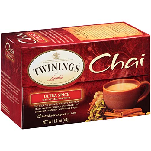 Twinings Ultra Spice Chai Individually Wrapped Black Tea Bags, 20 Count Pack of 6, Sweet, Savoury Spices, Caffeinated