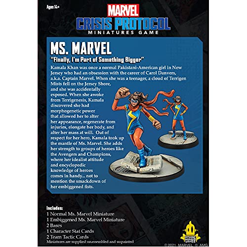 Atomic Mass Games Marvel Crisis Protocol Ms. Marvel Character Pack | Strategy Game for Teens and Adults | Ages 14+ | 2 Players | Average Playtime 45 Minutes | Made, Various, (FFGCP62)