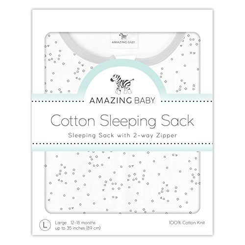 Amazing Baby Cotton Sleeping Sack, Wearable Blanket with 2-way Zipper, Sterling Confetti, Medium (6-12 mo)