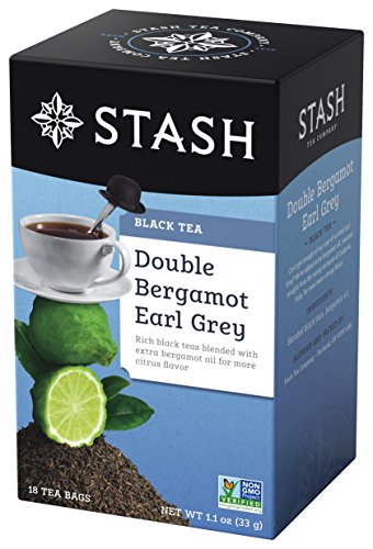 Stash Tea Double Bergamot Earl Grey Black Tea - Caffeinated, Non-GMO Project Verified Premium Tea with No Artificial Ingredients, 18 Count (Pack of 6) - 108 Bags Total