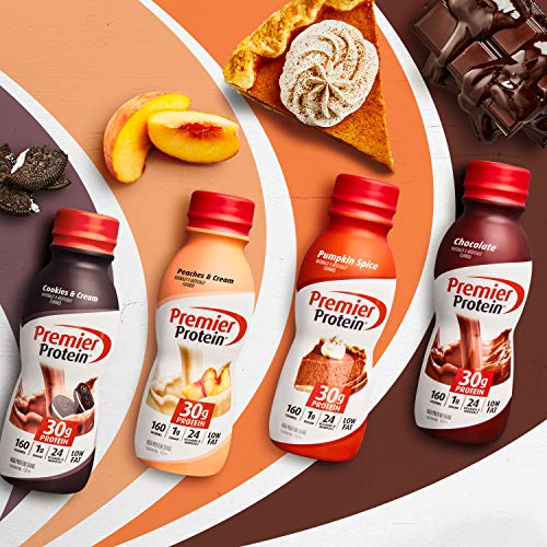 Premier Protein Shake 30g 1g Sugar 24 Vitamins Minerals Nutrients to Support Immune Health 11.5 12 Pack, Peaches and Cream, 138 Fl Oz