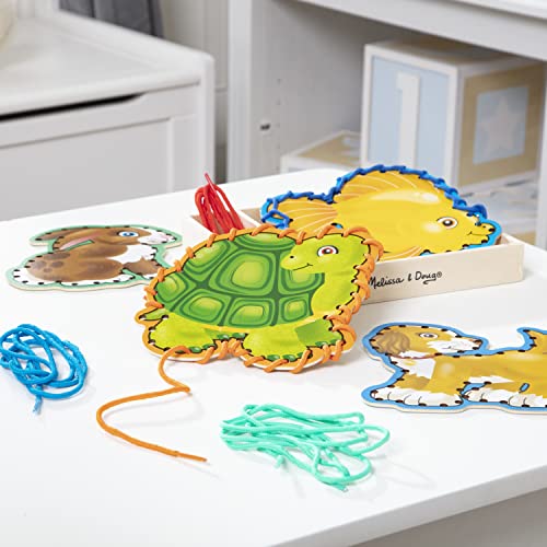 Melissa and Doug Lace and Trace Activity Set: Pets - 5 Wooden Panels and 5 Matching Laces - Lacing Toys For Toddlers, Fine Motor Skills Threading Cards For Preschoolers And Kids Ages 3+