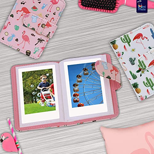 Fujifilm Instax Mini 11 Instant Camera Blush Pink + Custom Case + Fuji Instax Film Value Pack (50 Sheets) Flamingo Designer Photo Album for Fuji instax Mini 11 Photos