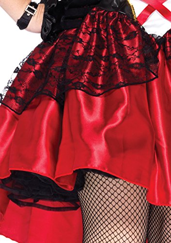 Leg Avenue Plus Size 2 Piece Royal Queen-Full Length Satin Dress with Crown Headpiece-Halloween Costume for Women, Black/Red, 3X / 4X