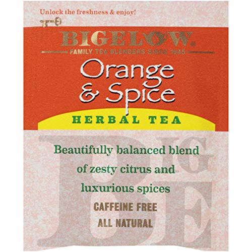 Bigelow Orange and Spice Herbal Tea, Caffeine Free, 20 Count (Pack of 6), 120 Total Tea Bags