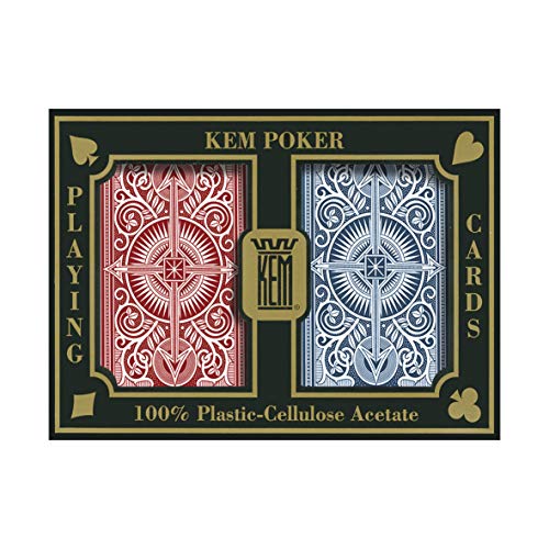 KEM Arrow Red and Blue Bridge Size Jumbo Index Playing Cards Height: 3.63' , Width: 2.38', Depth: 0.69
