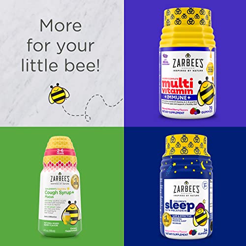 Zarbee's Elderberry Gummies for Kids with Vitamin C; Zinc and Elderberry; Daily Childrens Immune Support Vitamins Gummy for Children Ages 2 and Up; Natural Berry Flavor; 42 Count