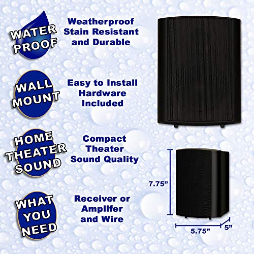 Theater Solutions TS425ODB Indoor or Outdoor Speakers Weatherproof Mountable Black Pair,4.25-Inch
