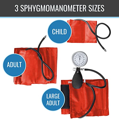 MABIS Medic-Kit3 EMT and Paramedic First Aid Kit with 3 Calibrated Nylon Blood Pressure Cuffs, Sizes Included: Large Adult, Adult and Child, Orange